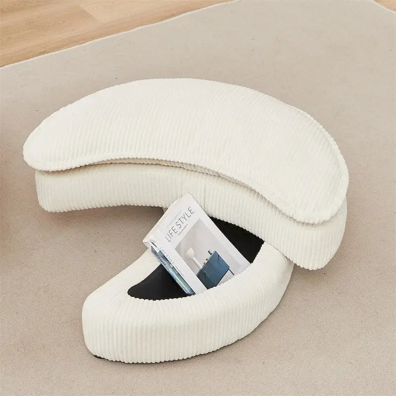 Oversized Swivel Chair with Moon Storage Ottoman with 4 Pillows