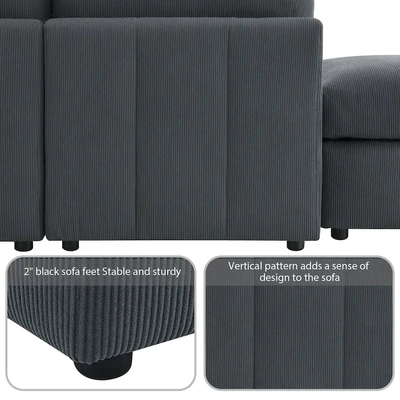 93Modern Sectional Sofa with Vertical Stripes