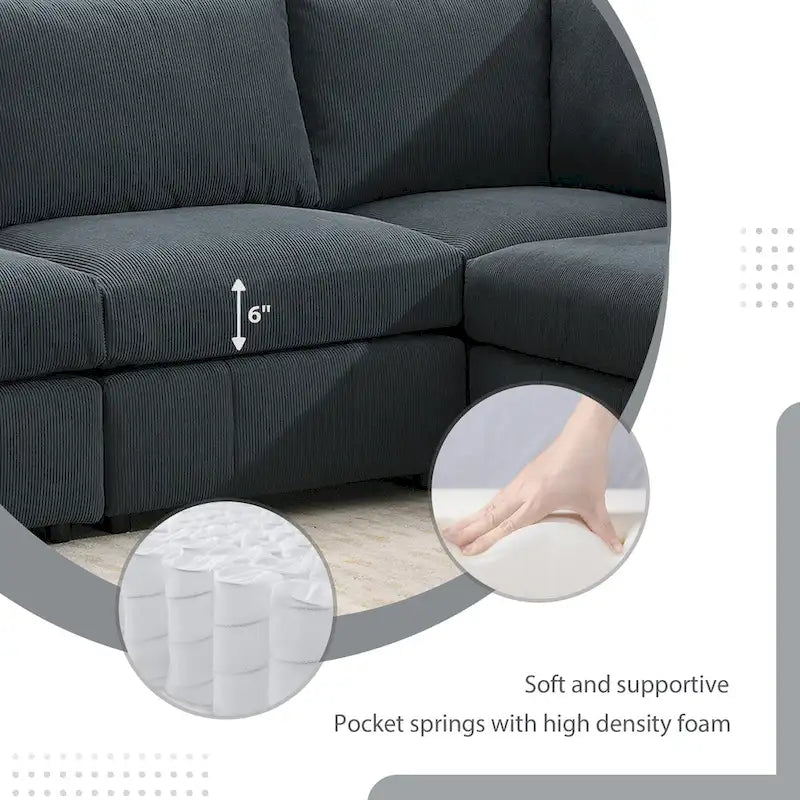 93Modern Sectional Sofa with Vertical Stripes