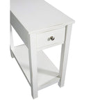White Chairside Table with Drawer and Bottom Shelf