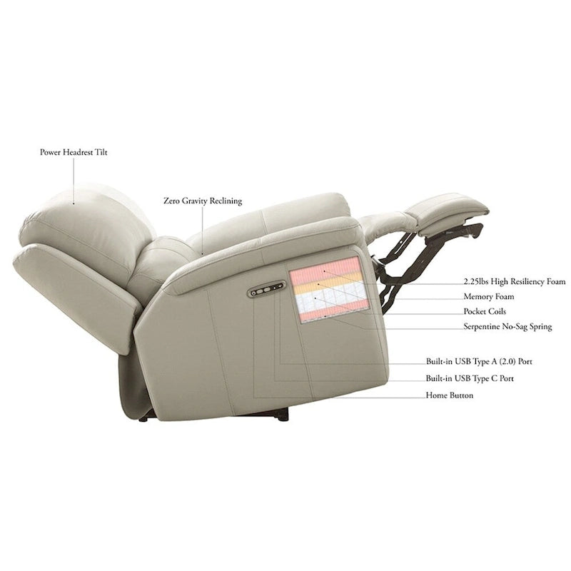 Zero Gravity Power Recline and Headrest Top Grain Leather Sofa and Loveseat Set with Cup Holders