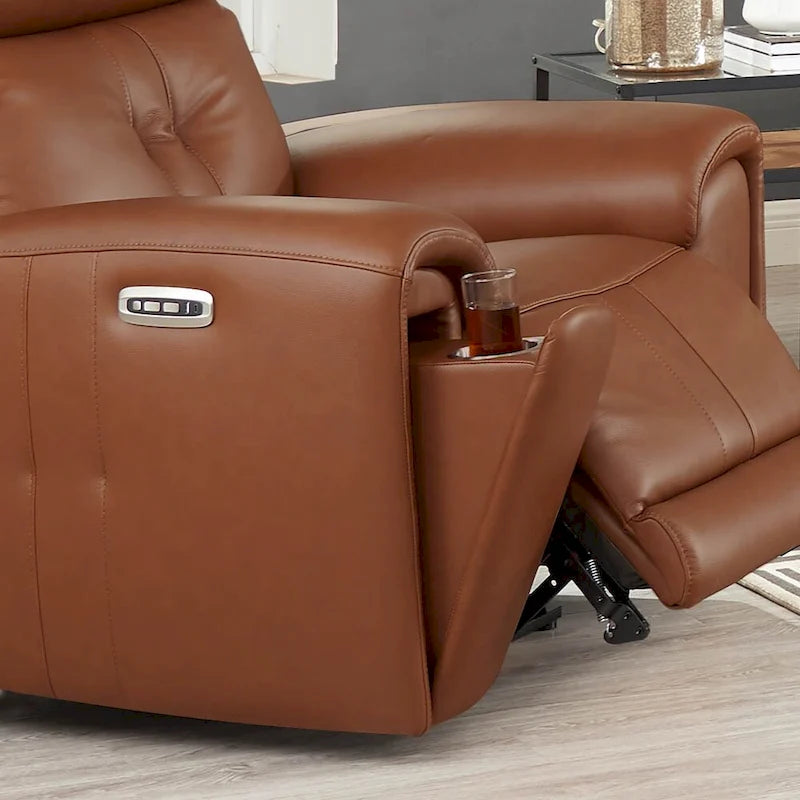 Zero Gravity Power Recline and Headrest Top Grain Leather Sofa and Loveseat Set with Cup Holders