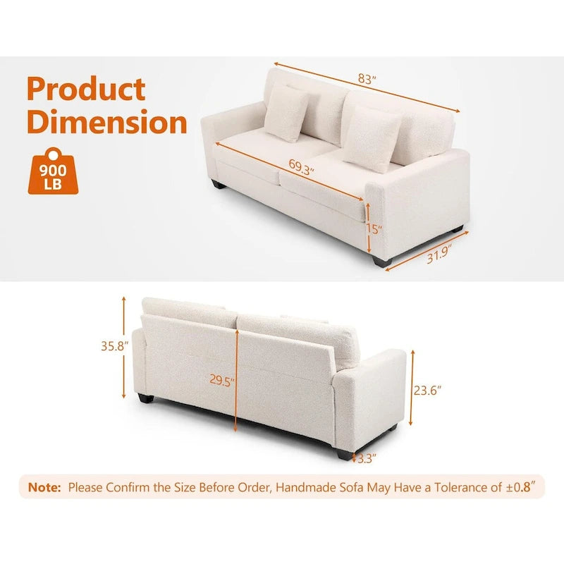83-inch Oversized Loveseat Sofa Modern Couch with Deep Seat