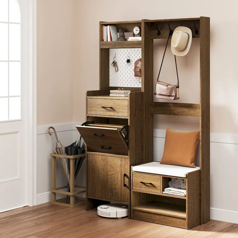 Hall Tree 44.5 Wide with Bench and Shoe Storage