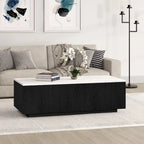 48-Inch Rectangular Coffee Table with Faux Marble Top