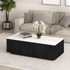 48-Inch Rectangular Coffee Table with Faux Marble Top