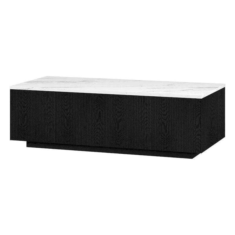 48-Inch Rectangular Coffee Table with Faux Marble Top