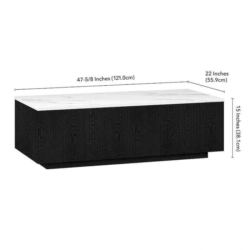 48-Inch Rectangular Coffee Table with Faux Marble Top