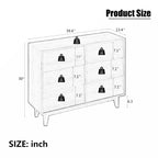 6-Drawer Double Dresser with Vintage-Style Bevel Design
