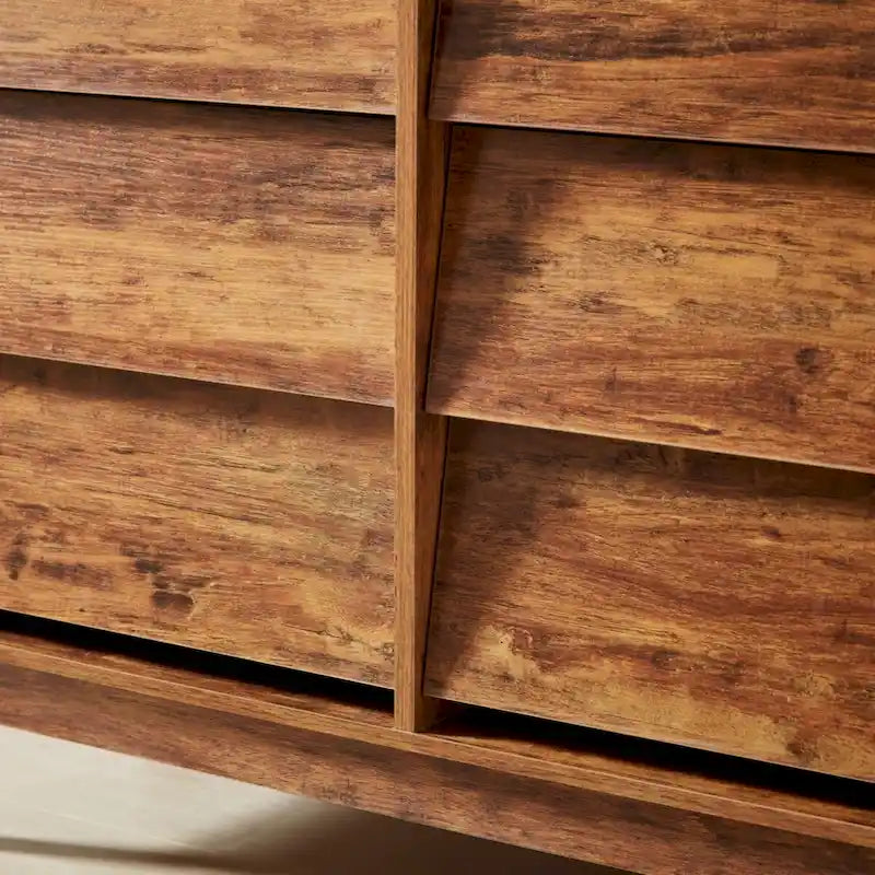 6-Drawer Double Dresser with Vintage-Style Bevel Design