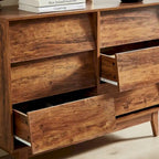 6-Drawer Double Dresser with Vintage-Style Bevel Design