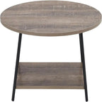 Oval Rustic Coffee Table with Storage Shelf - 23.43D x 39.37W x 16.54H