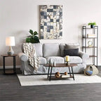 Oval Rustic Coffee Table with Storage Shelf - 23.43D x 39.37W x 16.54H