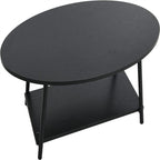 Oval Rustic Coffee Table with Storage Shelf - 23.43D x 39.37W x 16.54H