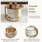 Stackable Coffee Table,Nesting Tables with Brown Tempered Glass,2 PCS