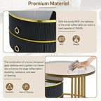 Stackable Coffee Table,Nesting Tables with Brown Tempered Glass,2 PCS