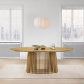 79-inch Solid Wood Oval Dining Table with Slatted Pedestal Base