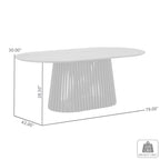 79-inch Solid Wood Oval Dining Table with Slatted Pedestal Base