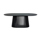 79-inch Solid Wood Oval Dining Table with Slatted Pedestal Base
