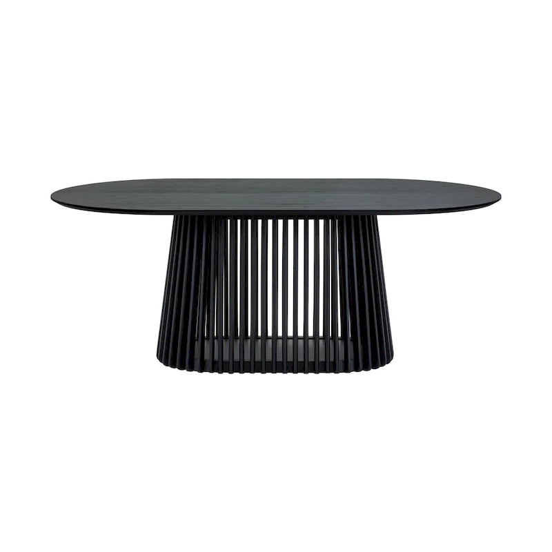 79-inch Solid Wood Oval Dining Table with Slatted Pedestal Base