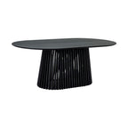 79-inch Solid Wood Oval Dining Table with Slatted Pedestal Base