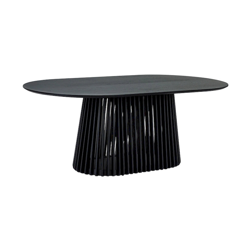79-inch Solid Wood Oval Dining Table with Slatted Pedestal Base