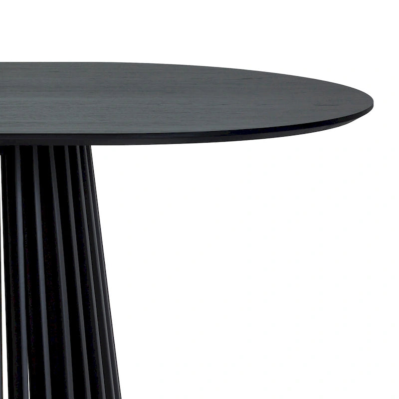 79-inch Solid Wood Oval Dining Table with Slatted Pedestal Base