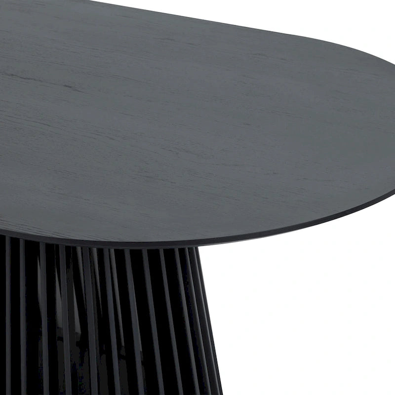 79-inch Solid Wood Oval Dining Table with Slatted Pedestal Base