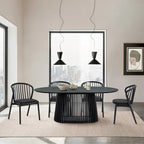 79-inch Solid Wood Oval Dining Table with Slatted Pedestal Base