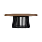 79-inch Solid Wood Oval Dining Table with Slatted Pedestal Base