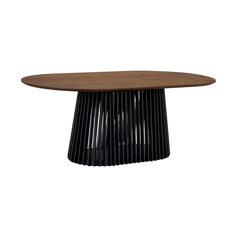 79-inch Solid Wood Oval Dining Table with Slatted Pedestal Base