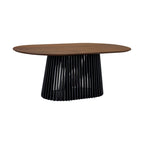 79-inch Solid Wood Oval Dining Table with Slatted Pedestal Base