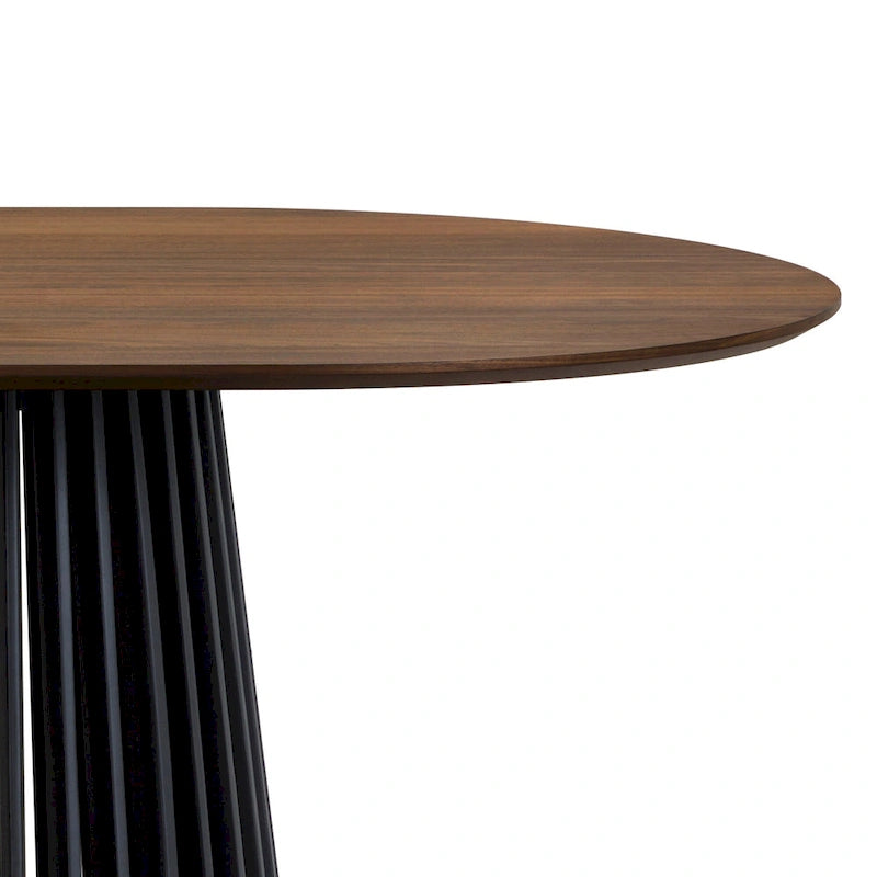 79-inch Solid Wood Oval Dining Table with Slatted Pedestal Base
