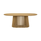 79-inch Solid Wood Oval Dining Table with Slatted Pedestal Base