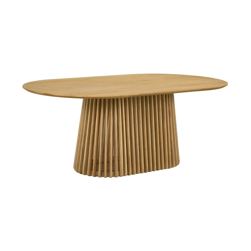 79-inch Solid Wood Oval Dining Table with Slatted Pedestal Base