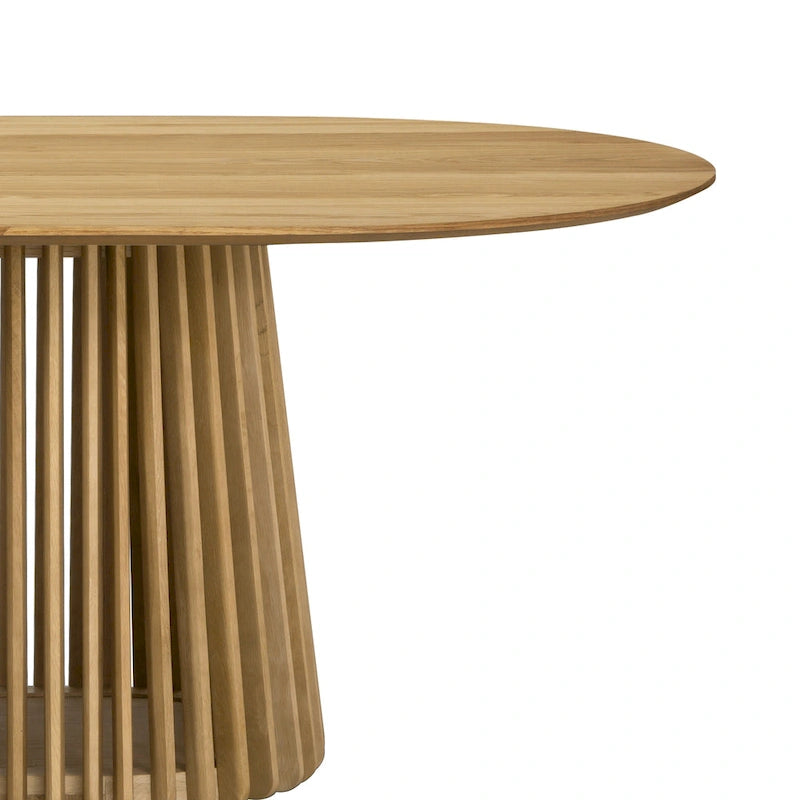 79-inch Solid Wood Oval Dining Table with Slatted Pedestal Base