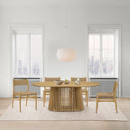 79-inch Solid Wood Oval Dining Table with Slatted Pedestal Base
