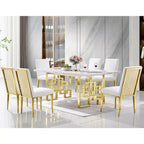 78-inch Faux Marble Dining Table with Geometric Metal Base