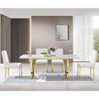 78-inch Faux Marble Dining Table with Geometric Metal Base