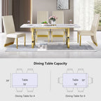 78-inch Faux Marble Dining Table with Geometric Metal Base