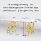 78-inch Faux Marble Dining Table with Geometric Metal Base