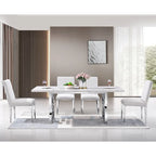 78-inch Faux Marble Dining Table with Geometric Metal Base