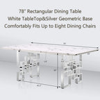 78-inch Faux Marble Dining Table with Geometric Metal Base