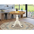 Antique Modern Kitchen Table - a Round Dining Table Top with Pedestal Base, Linen White