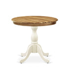 Antique Modern Kitchen Table - a Round Dining Table Top with Pedestal Base, Linen White