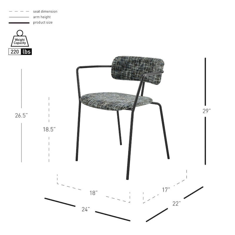 Fabric Dining Side Armchair, (set of 2)