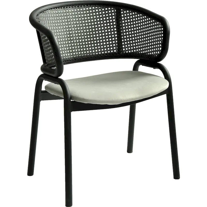 Modern Upholstered Dining Chair with Cozy Armchair and Black Iron Legs for Dining Room Kitchen Patio