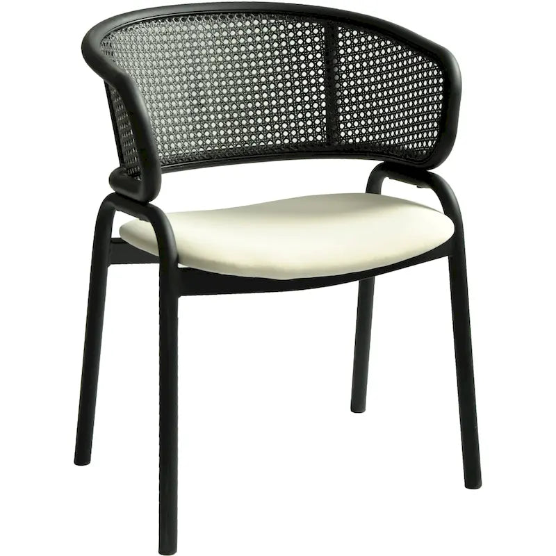 Modern Upholstered Dining Chair with Cozy Armchair and Black Iron Legs for Dining Room Kitchen Patio