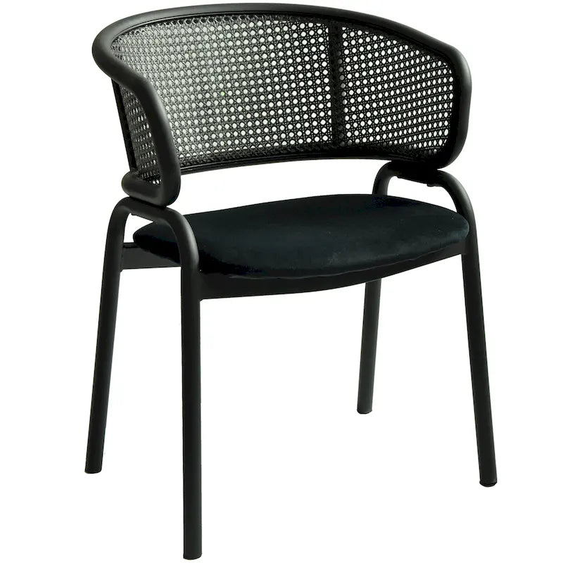 Modern Upholstered Dining Chair with Cozy Armchair and Black Iron Legs for Dining Room Kitchen Patio