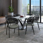 Modern Upholstered Dining Chair with Cozy Armchair and Black Iron Legs for Dining Room Kitchen Patio